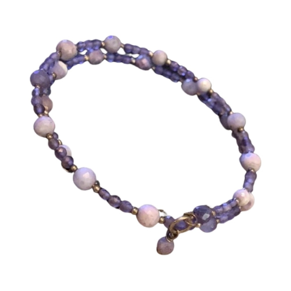 Double row Amethyst and Royal Opal bracelet.  Handmade gemstone jewelry